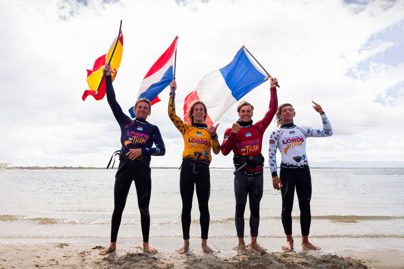 Podio Maschile al Lords of Tram GKA Big Air Kite World Cup France 2024