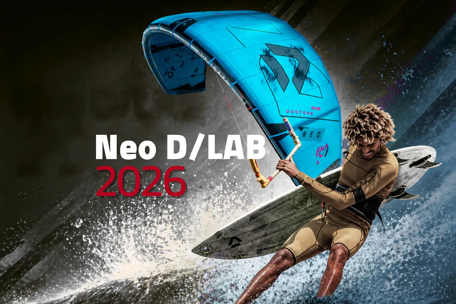 Kitesurfer in azione su un'onda con il kite Neo D/LAB 2026